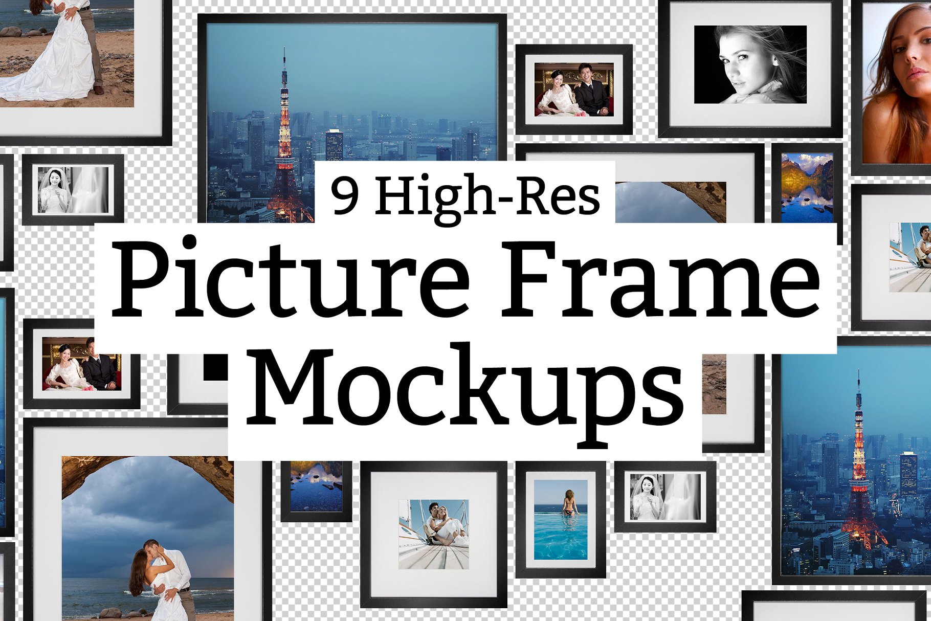 9款高分辨率相片相框样机 9 Picture Frame Mockups插图