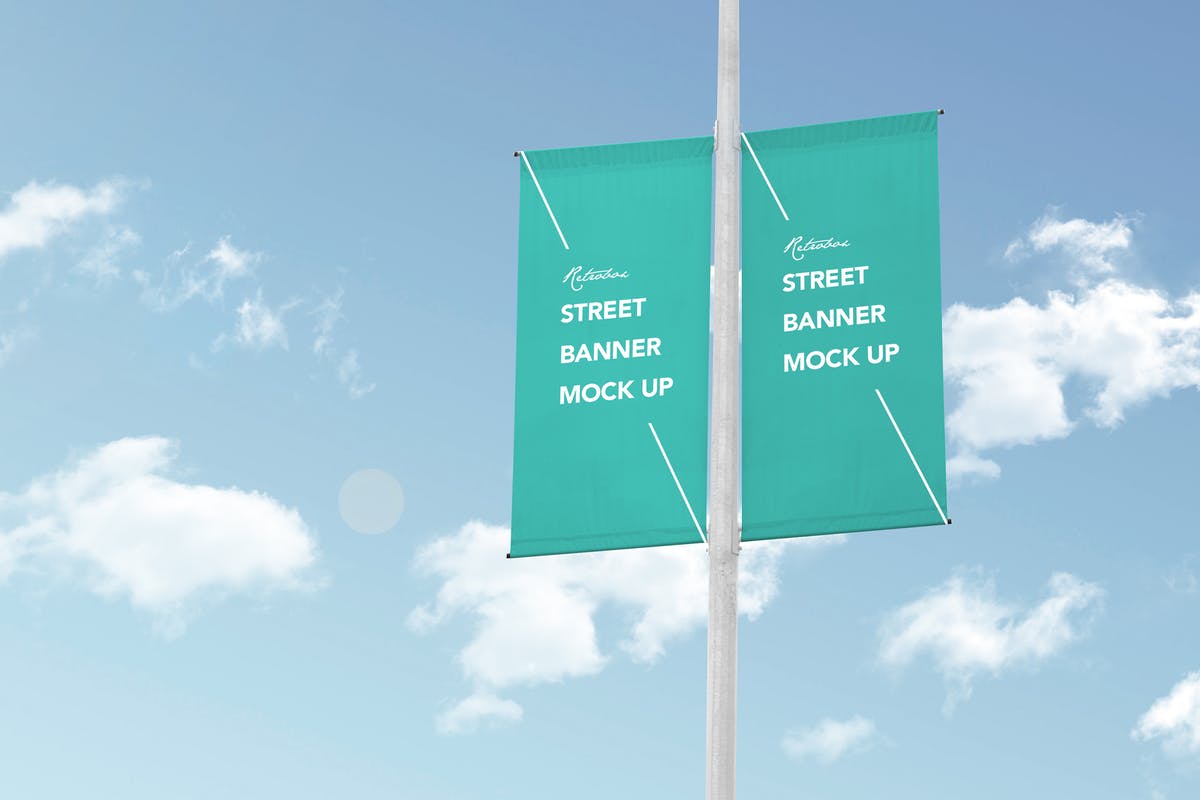 旗帜广告设计样机模板 Urban Banner Mock Up插图