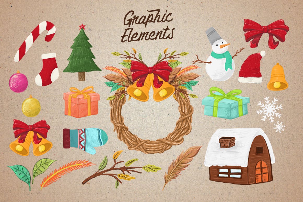圣诞气氛装饰手绘矢量图案设计素材 Christmas Vibes插图(2)