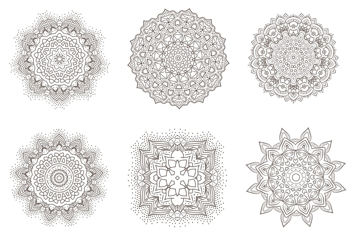 69种曼陀罗花矢量几何图形设计素材包 69 Vector Mandala – All Kinds of Complexity Set插图(4)