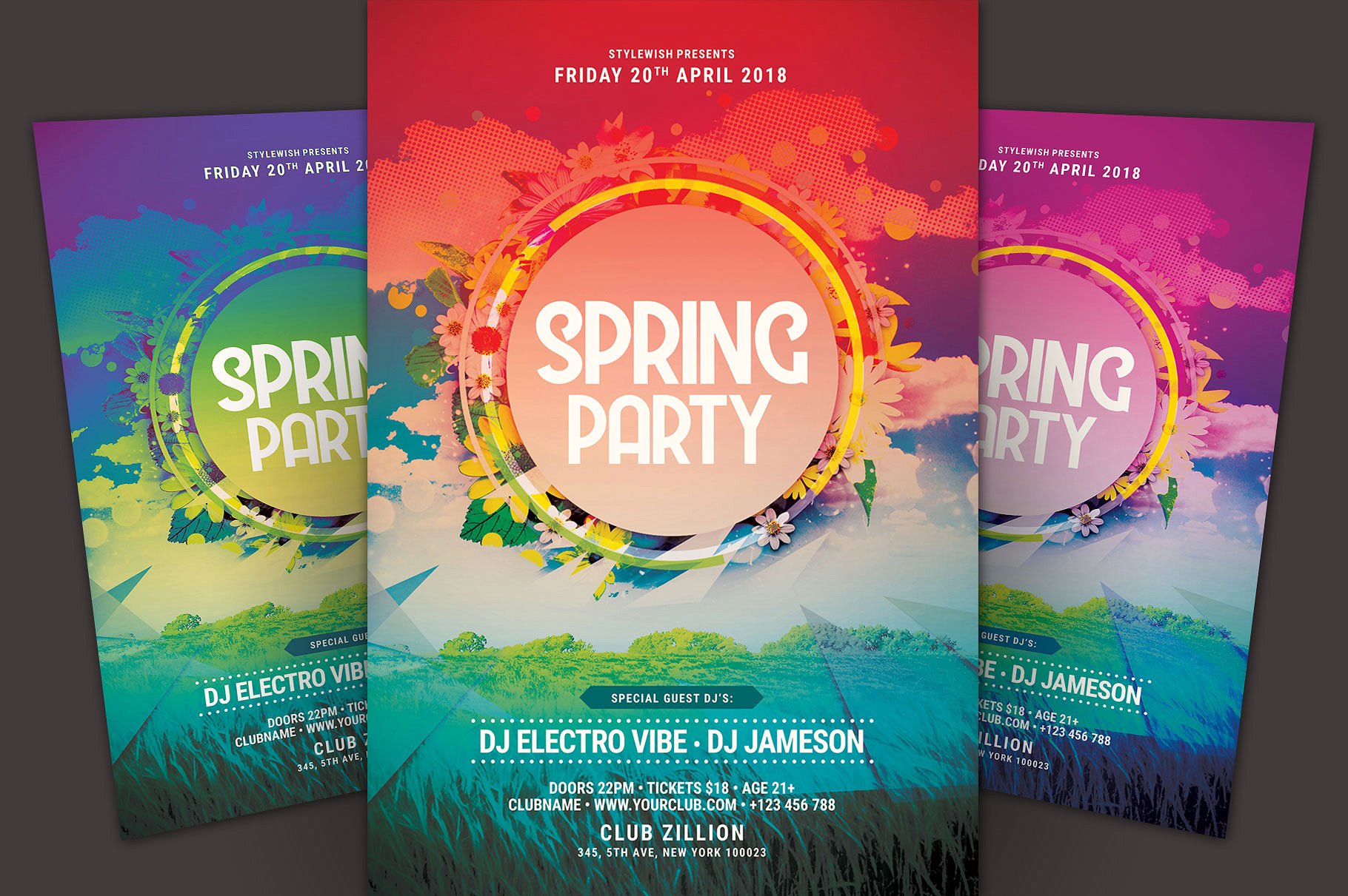 春季聚会派对海报传单模板 Spring Party Flyer Template插图