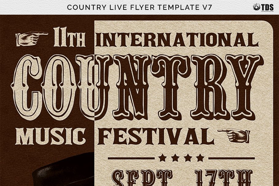 乡村音乐节海报传单模板 v7  Country Live Flyer PSD V7插图(6)