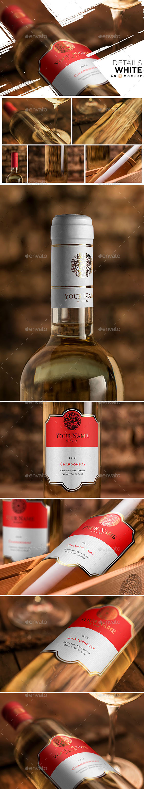 洋酒酒瓶细节样机模板 Details Wine Mockup – Bordeaux White插图