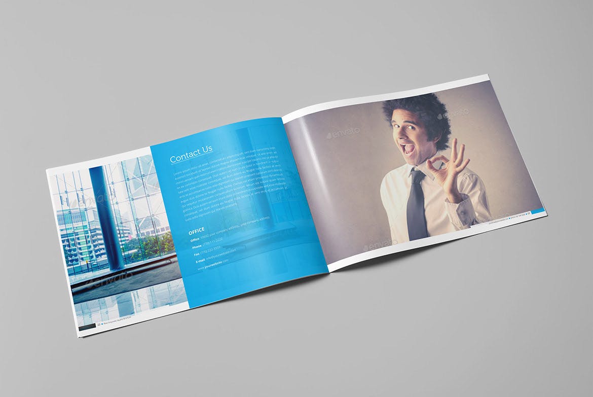 蓝色经典高科技公司画册设计模板 Blue Corporate Horizontal Brochure插图(11)