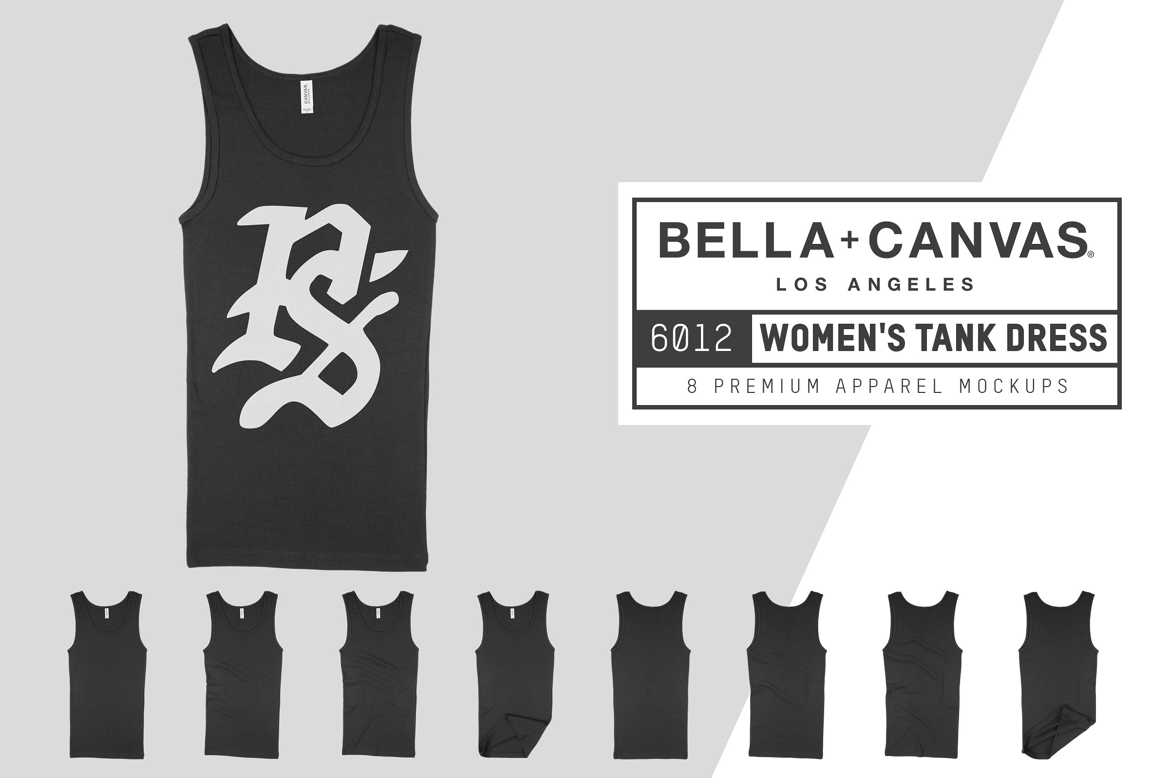女士背心连衣裙样机模板 Bella Canvas 6012 Women’s Tank Dress插图