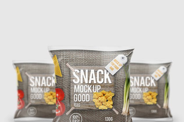 小吃/零食塑料包装外观设计样机 Snack Bag Mockup插图(3)