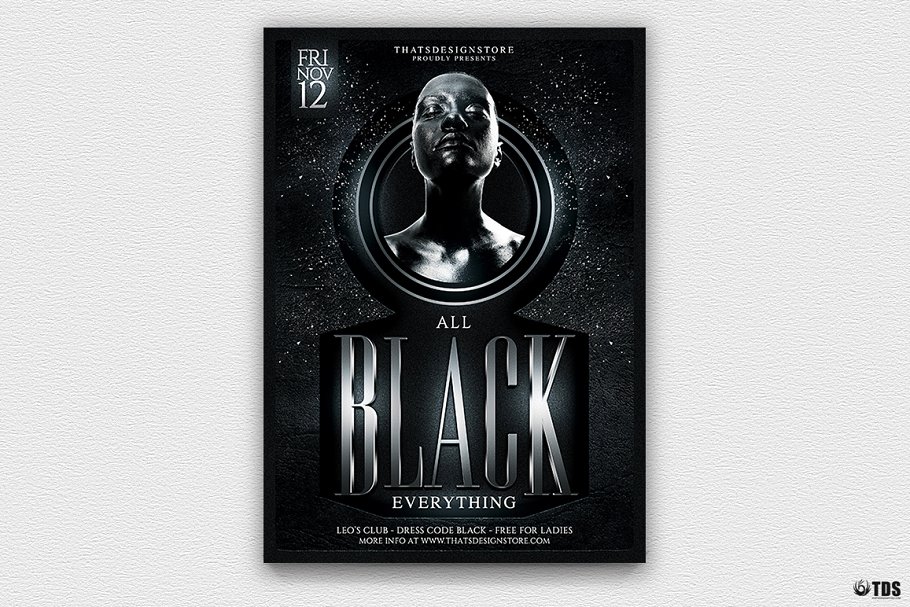 黑人服装俱乐部传单PSD模板v3 Black Party Flyer PSD V3插图