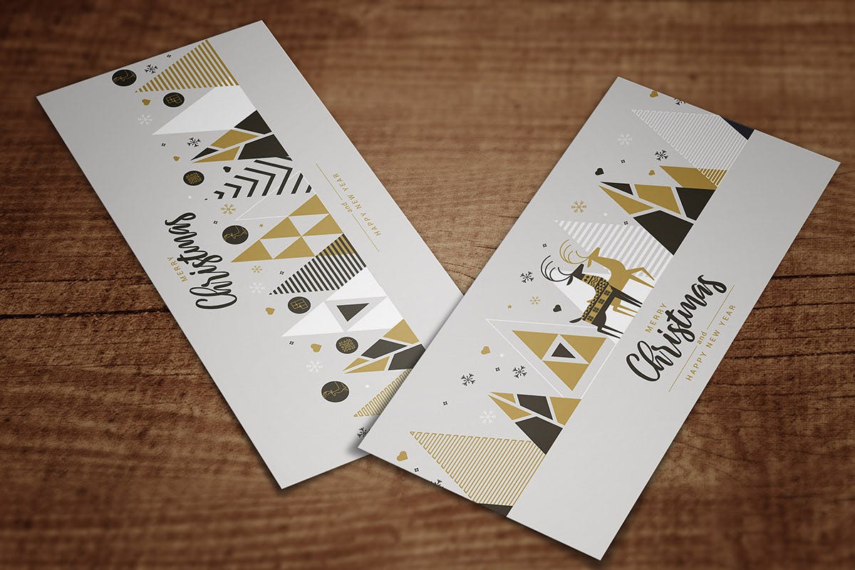 扁平设计风格创意圣诞节贺卡设计模板 Flat design Creative Christmas greeting card插图(1)
