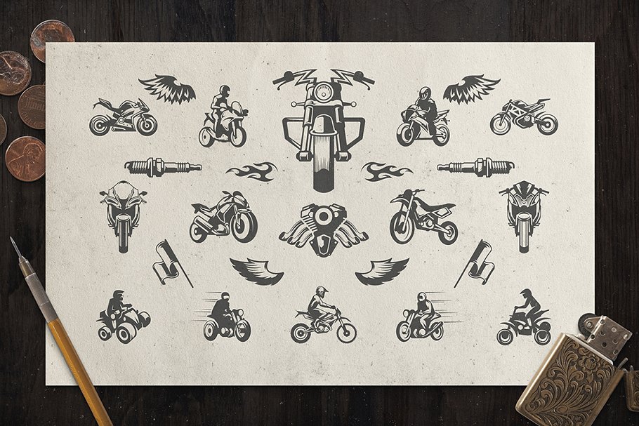 50款摩托车Logo标志和徽章模板 50 Motorcycles Logos and Badges插图(19)