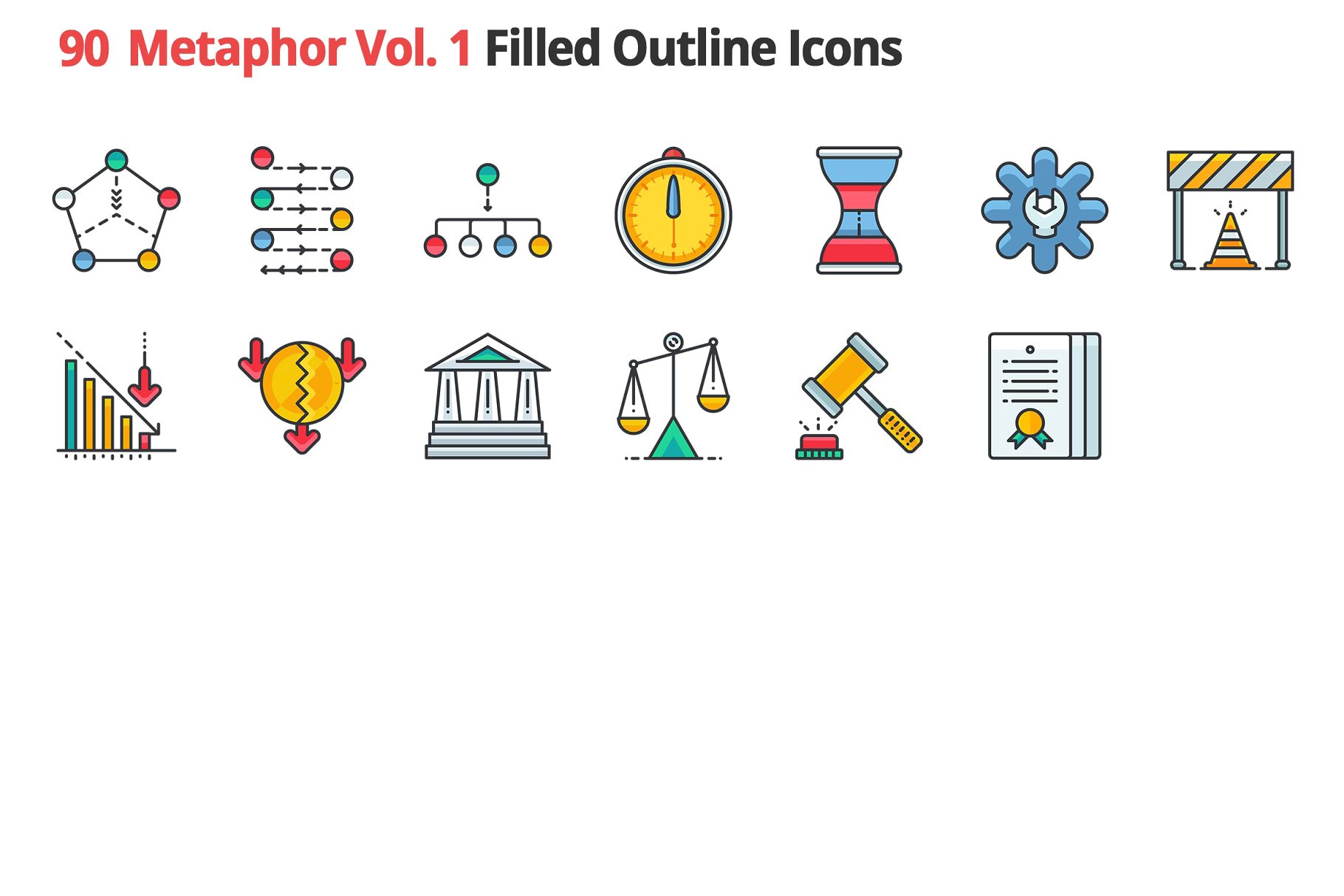 90个哲学主题隐喻填充小图标素材 90 Metaphors Vol. 1 Filled Icons插图(3)