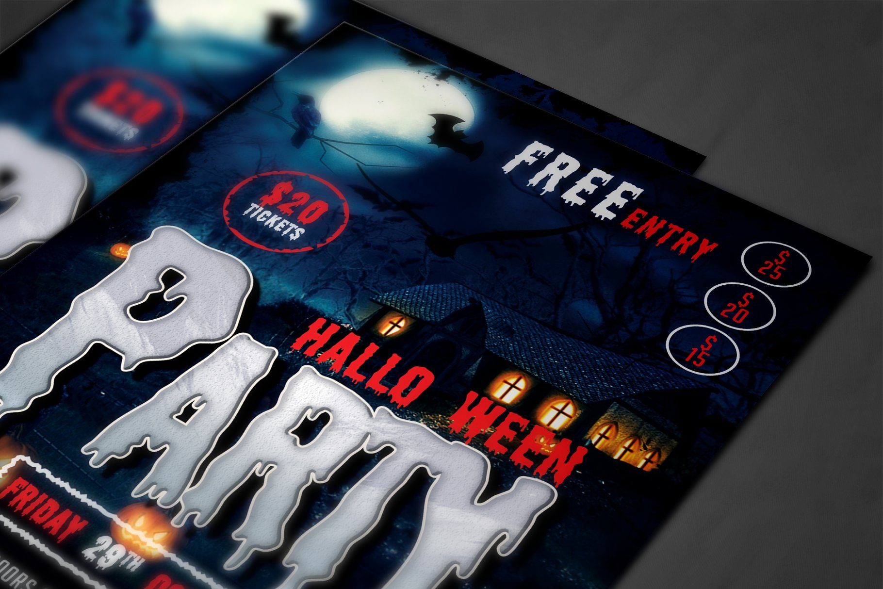 万圣节恐怖派对推广传单模板 Halloween Flyer插图(3)