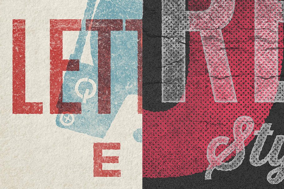 复古活版印刷文本图层样式 Vintage Letterpress Texture Effects插图(3)