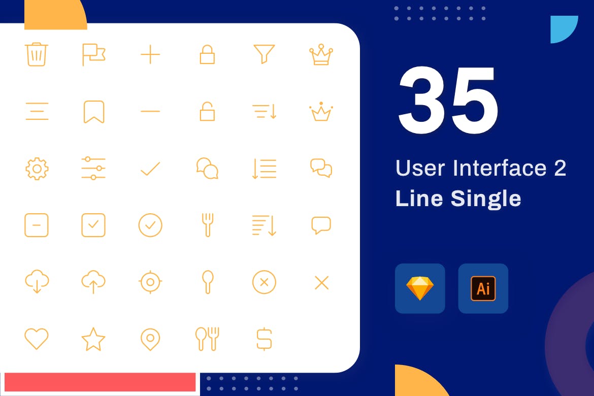Line Senja图标系列：用户界面设计矢量线性图标1 Line Senja – User Interface 2插图(1)