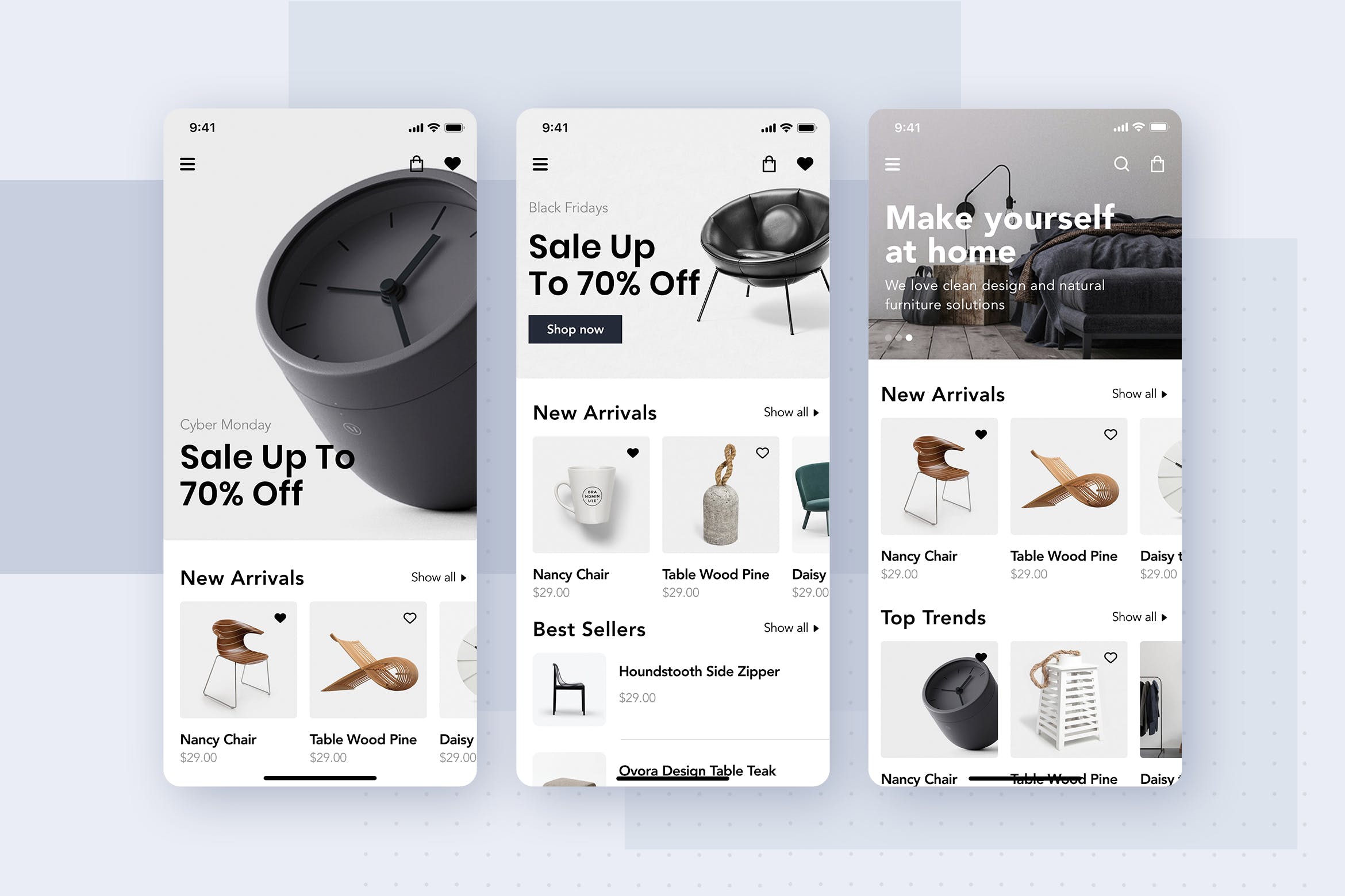 品牌家具APP商城商品列表界面设计SKETCH模板 Furniture Shop Mobile App UI Concept插图