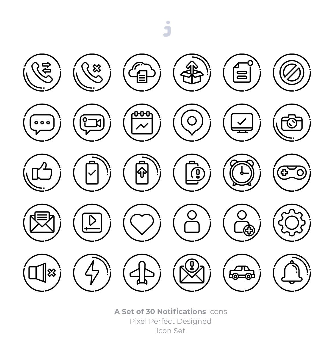 30枚系统信息通知矢量图标素材 30 Notifications Icons插图(2)