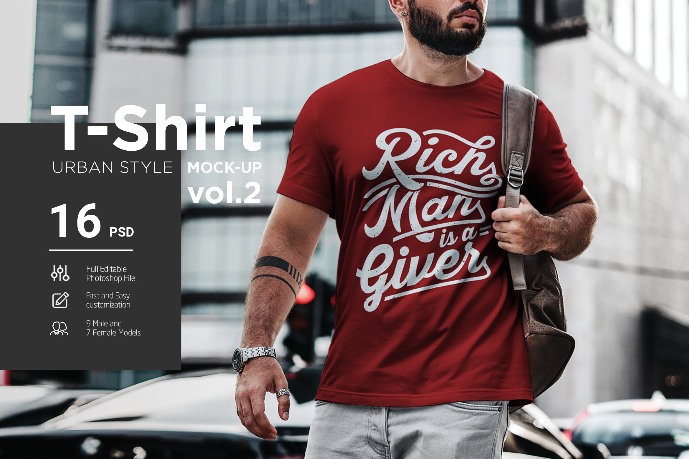 都市风格男士T恤印花设计效果图样机v2 T-Shirt Urban Style Vol2插图