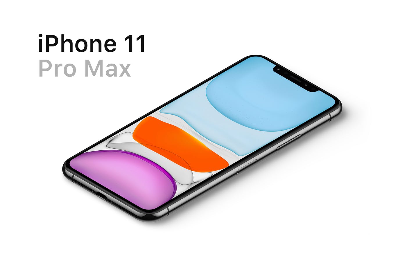 iPhone 11 Pro Max手机45度俯视图屏幕设计预览样机模板 iPhone 11 Pro Max Mockup插图
