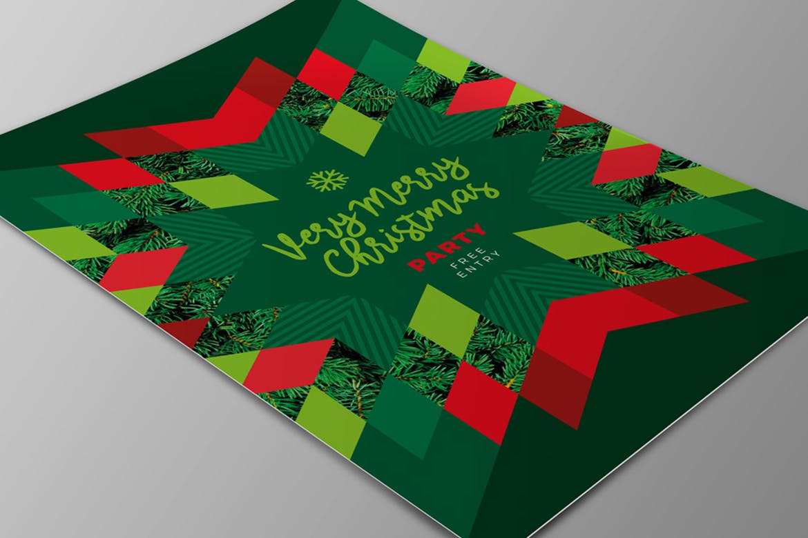 现代圣诞节活动派对邀请贺卡设计模板 Modern Merry Christmas Card插图(1)