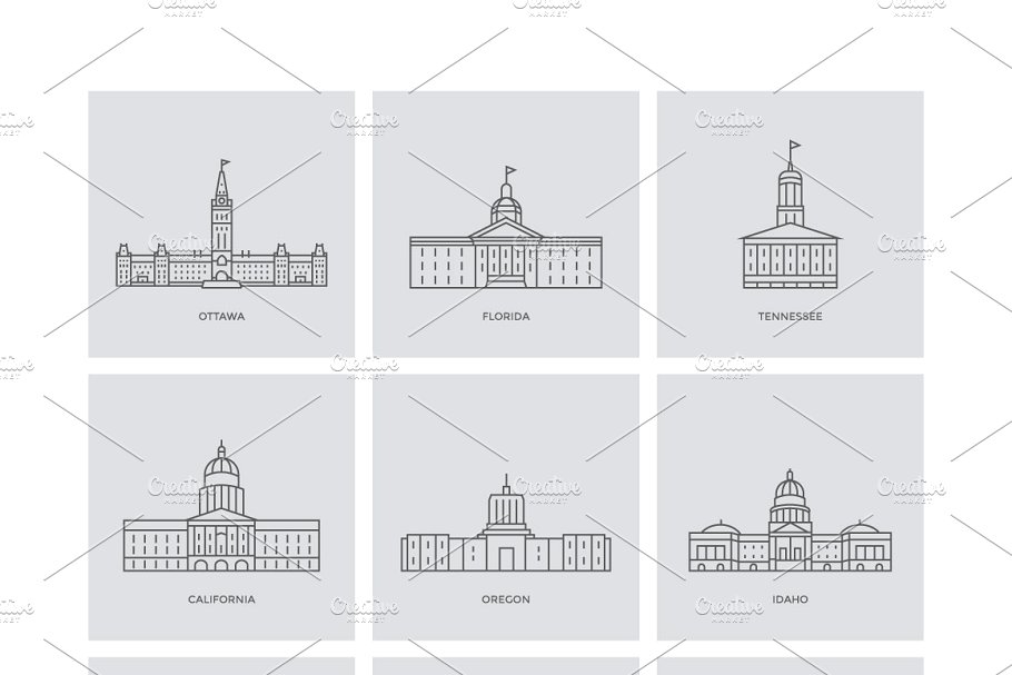 150+国家首都著名建筑矢量插画 150+ World Capitals Illustration插图(2)