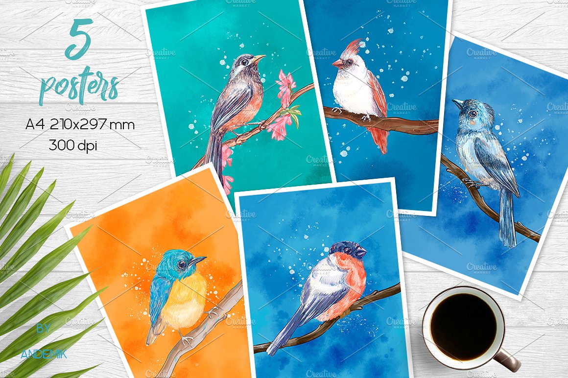 一大波手绘鸟的水彩剪贴画素材下载[png,jpg]插图(2)