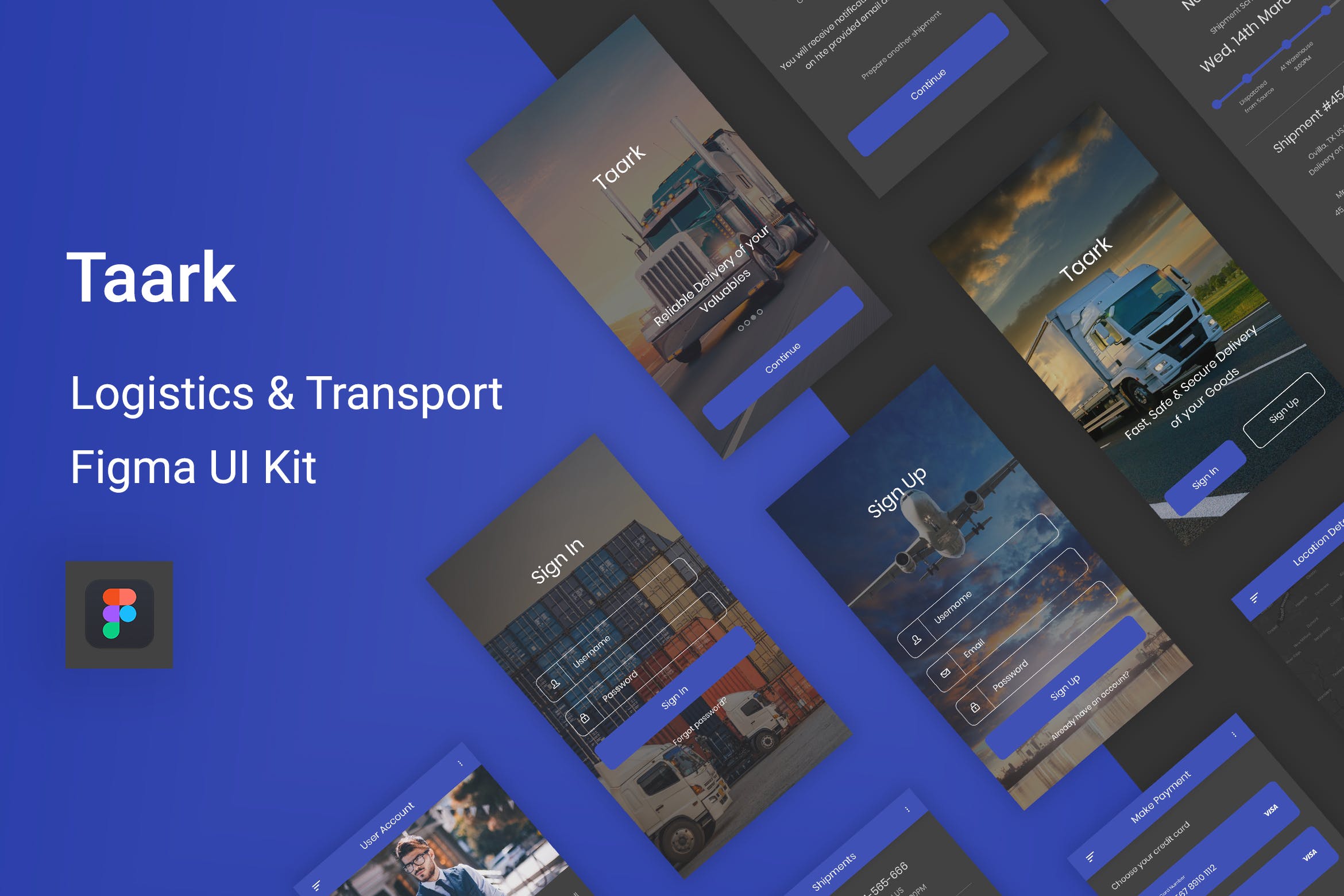 物流运输快递APP应用UI界面设计Figma模板 Taark – Logistics & Transport Figma UI Kit插图