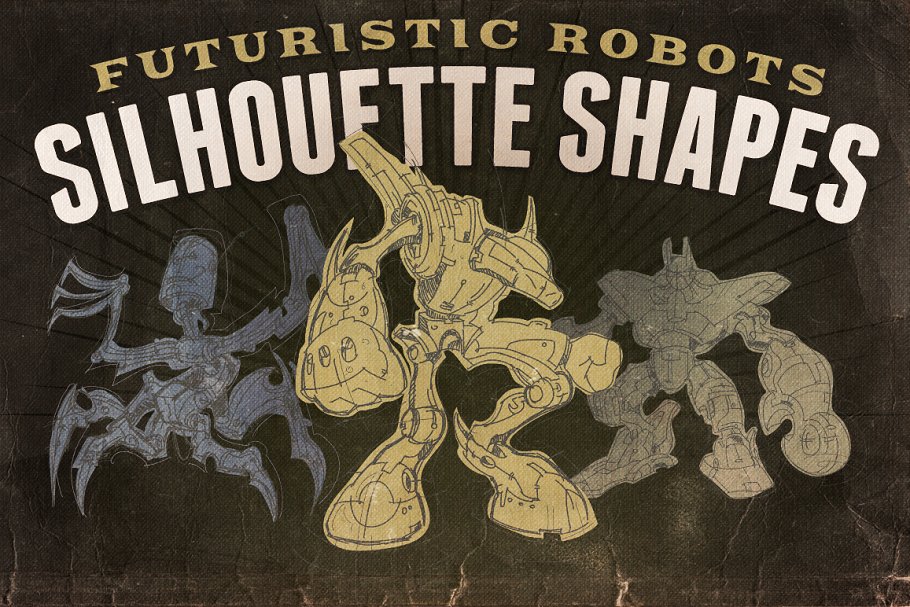 惟妙惟肖创意机器人剪影图形 Silhouette shapes – Robots插图