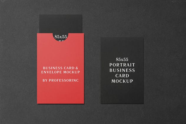 商业品牌卡片/贺卡样机模板 85×55 Portrait Business Card Mockup插图(5)