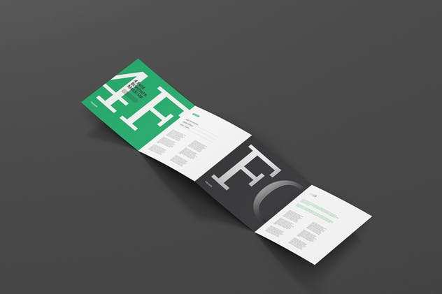 方形四折页宣传册传单样机模板 4-Fold Brochure Mockup – Square插图(1)