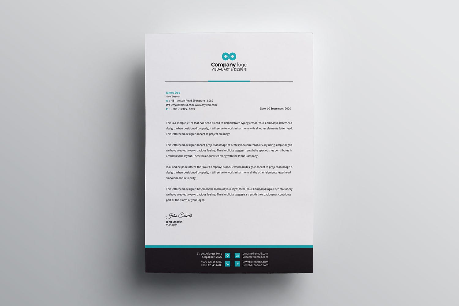 信息科技企业信封设计模板v3 Letterhead插图(4)