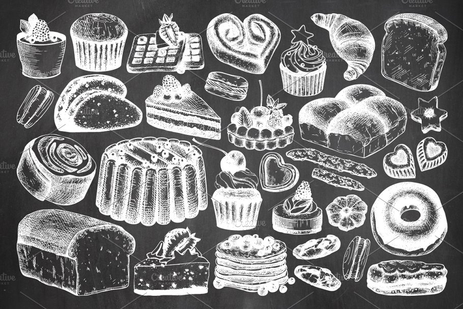 面包店菜单矢量图形 Bakery Menu Vector Design插图(1)