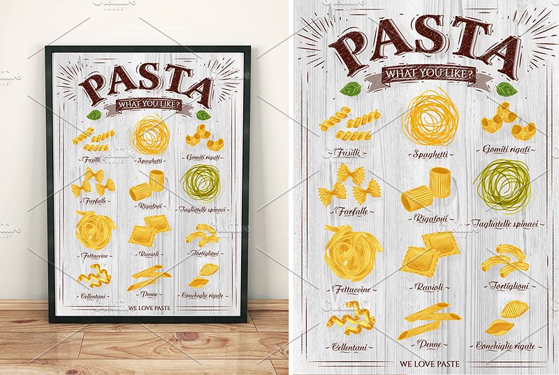 意大利面食面馆海报模板 Pasta Poster插图(3)