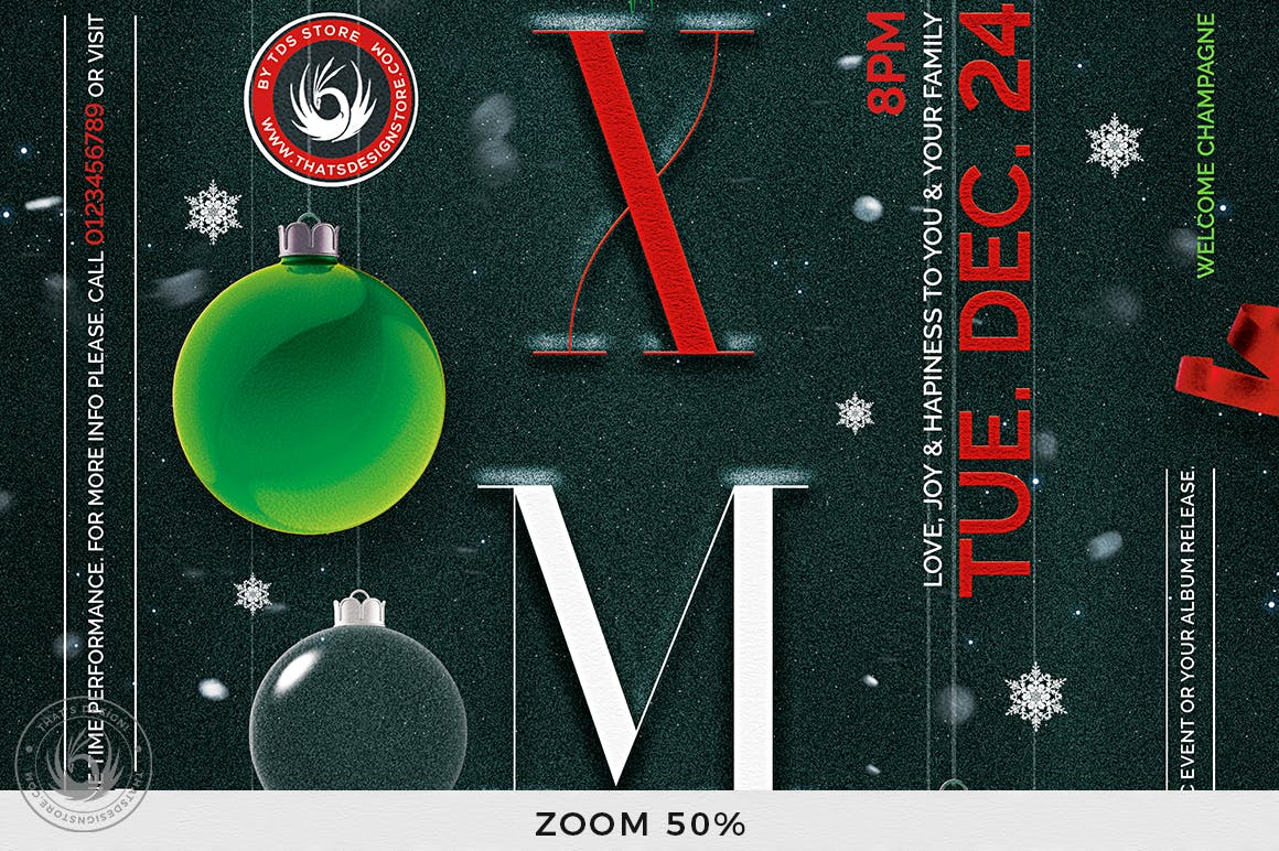 圣诞节平安夜活动主题海报传单设计模板v13 Christmas Eve Flyer Template V13插图(6)