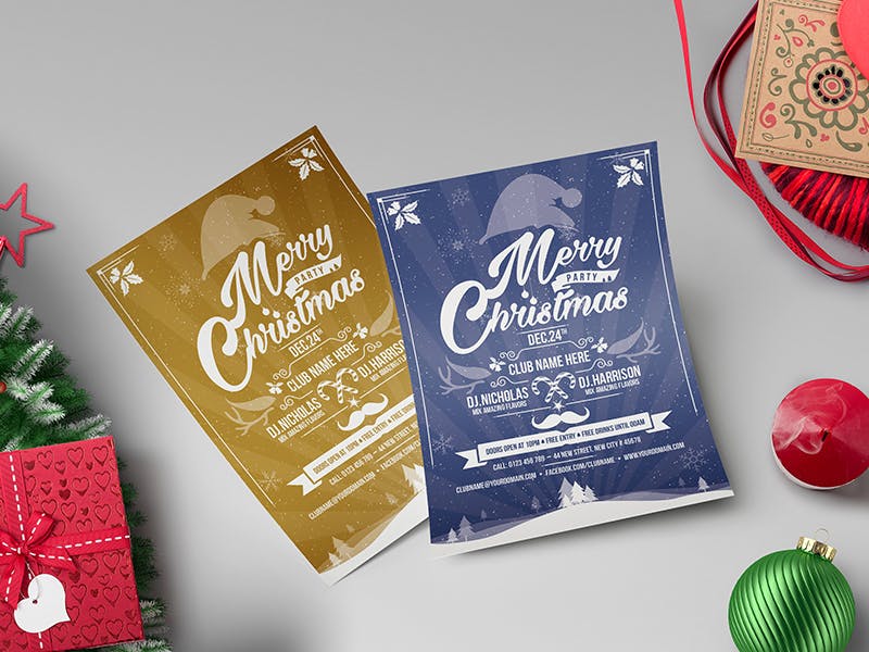 夜店圣诞节主题派对活动海报传单设计模板 Christmas Party – Flyer Template插图(3)