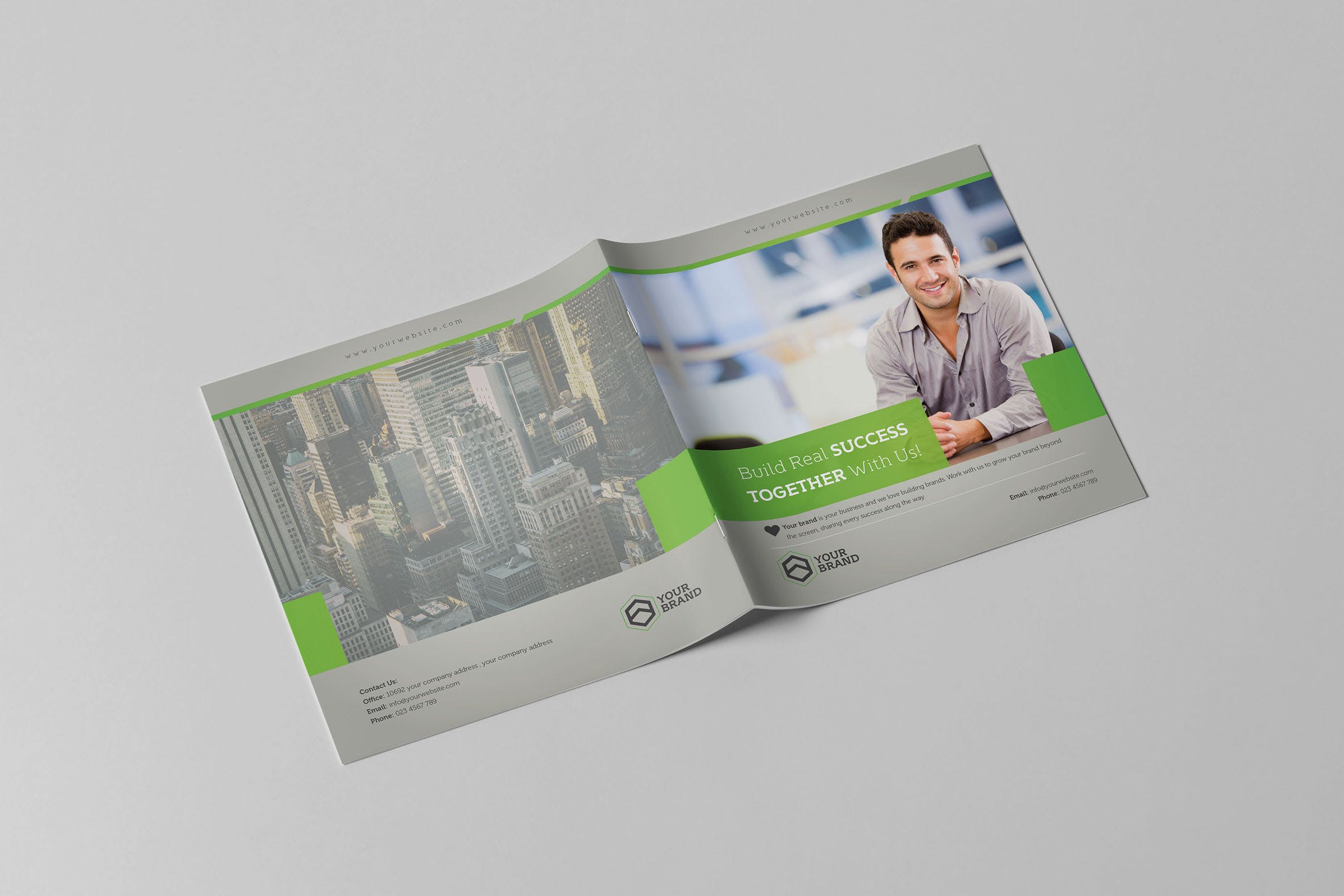 企业宣传精装画册版式设计INDD模板下载 Light Business Square Brochure插图
