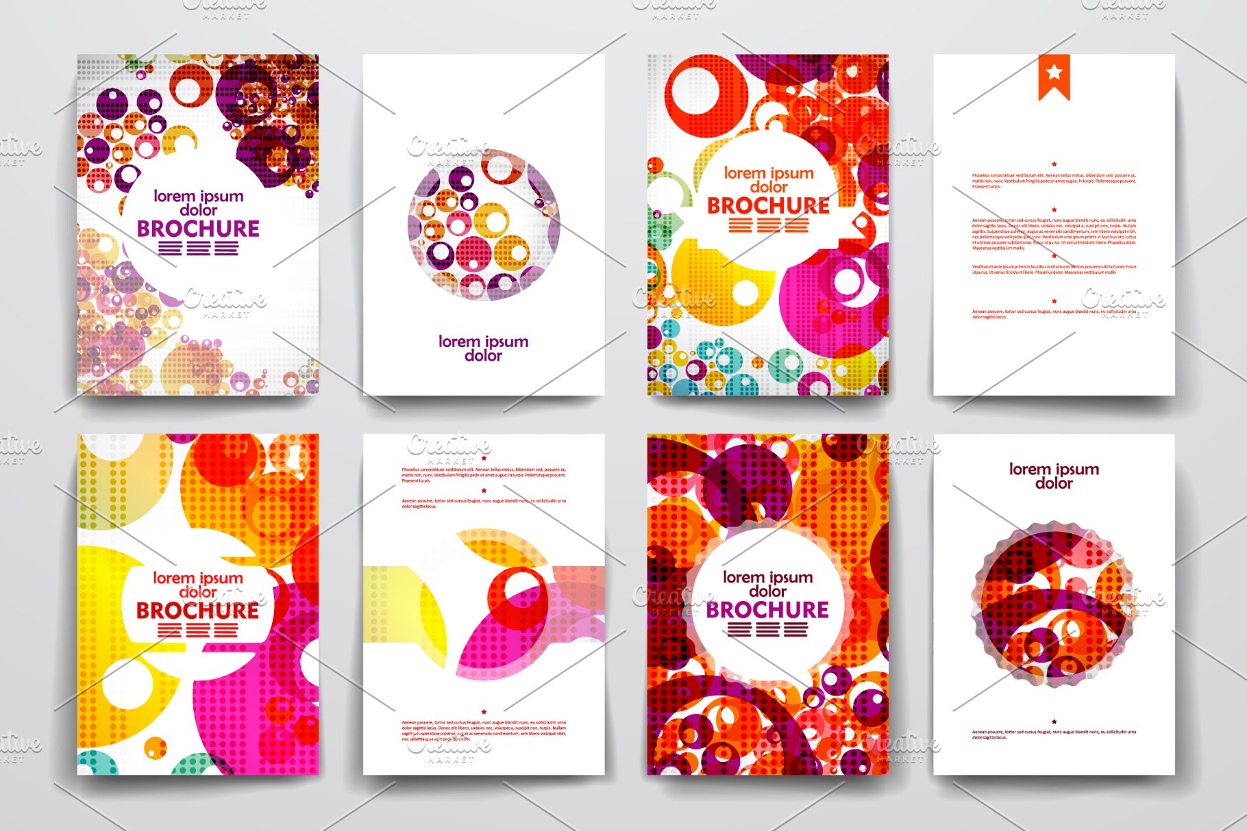 一套彩色抽象风格小册子模板  Colourful brochure templates插图(1)