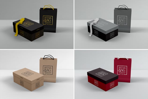豪华金身丝带礼品盒包装样机Vol.2 Retail Boxes Vol.2: Bag & Box Packaging Mockups插图(6)