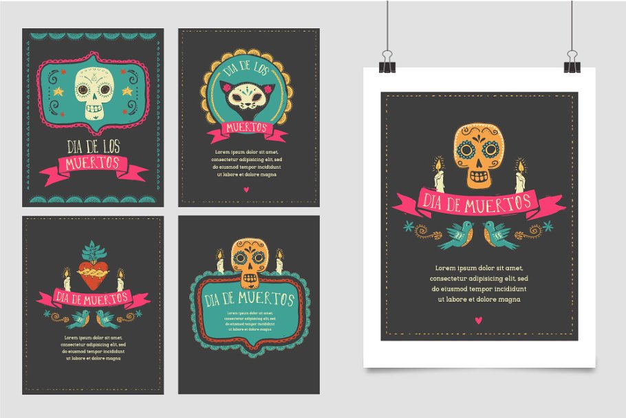 墨西哥骷髅涂鸦＆民族元素 Mexico -skull doodles & elements插图(2)