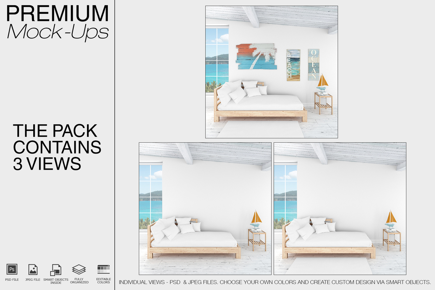 海景房枕头和框架展示样机下载 Pillows & Frames Set – Coastal Style [psd]插图(11)