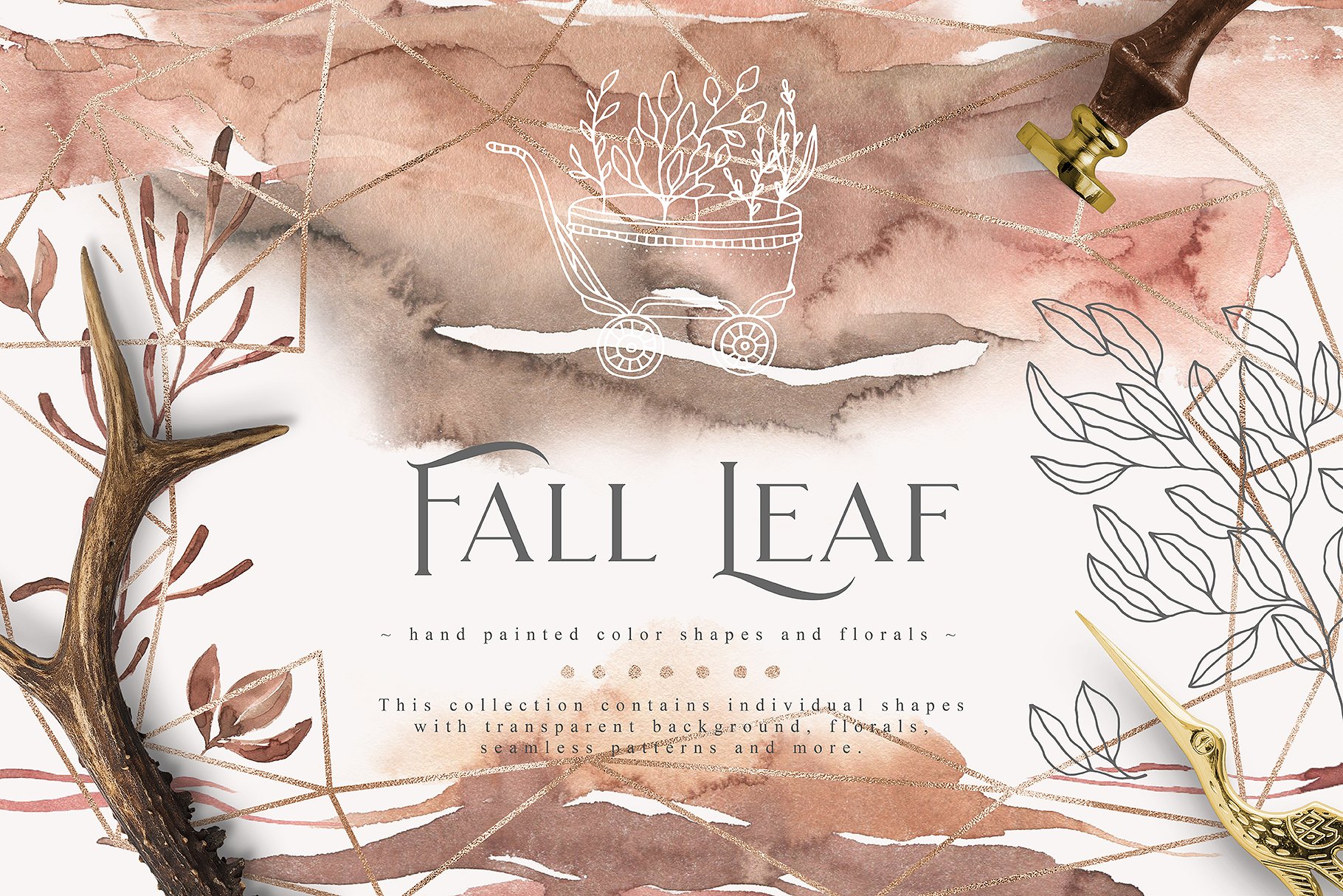 秋天落叶元素水彩插画 Fall Leaf Watercolor Collection插图