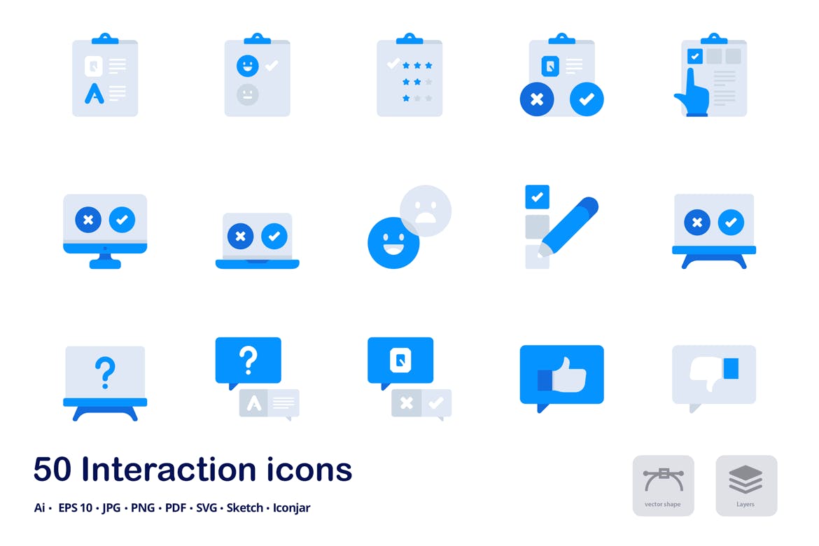 交互动作双色调扁平化矢量图标 Interactions Accent Duo Tone Flat Icons插图(1)