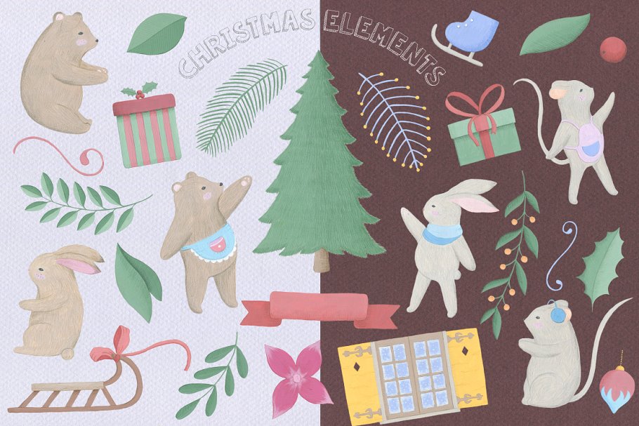 圣诞节设计素材集锦 Christmas Gouache Collection Pro插图(3)