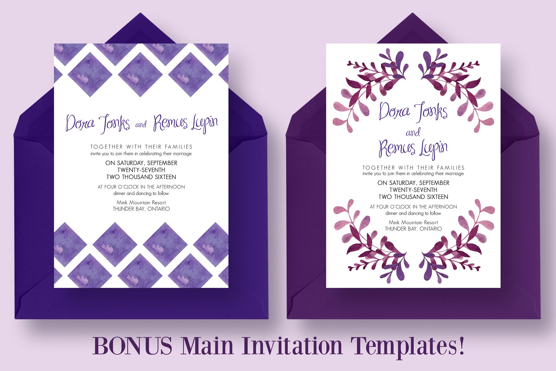 紫色婚礼邀请函设计套件 The Purple Wedding Invitation Suite插图(2)