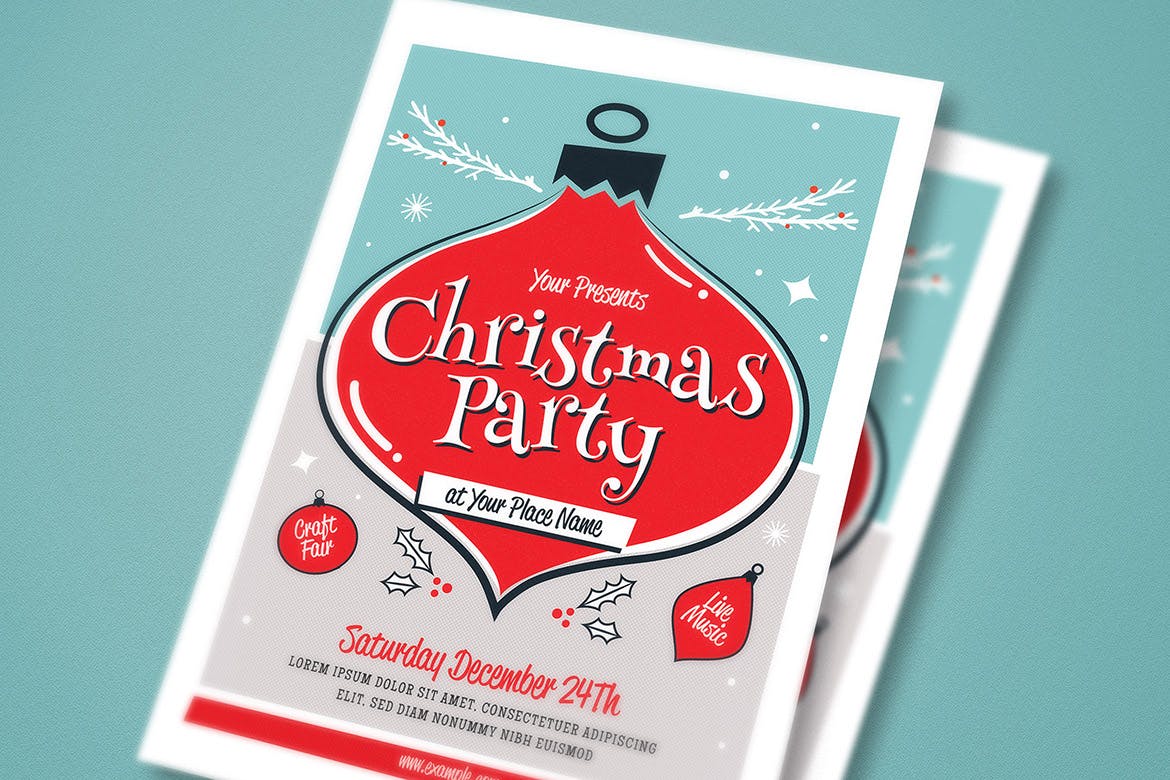 复古设计风格圣诞节活动海报传单模板 Christmas Event Flyer插图(3)