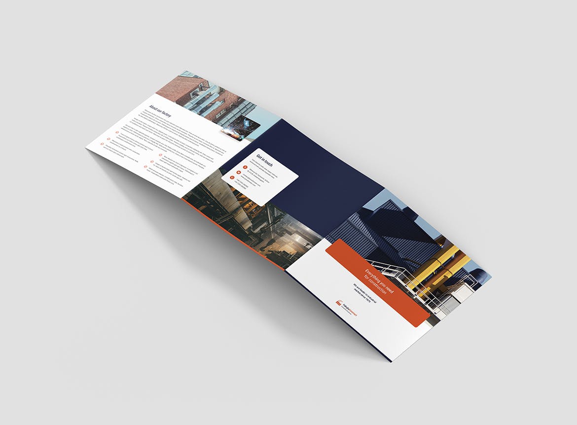 大型生产企业工厂简介三折页宣传单设计模板[横版设计] Brochure – Factory Tri-Fold Square插图(2)