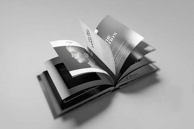 方形精装封面宣传册产品画册样机模板 Square Book Mockup插图(1)