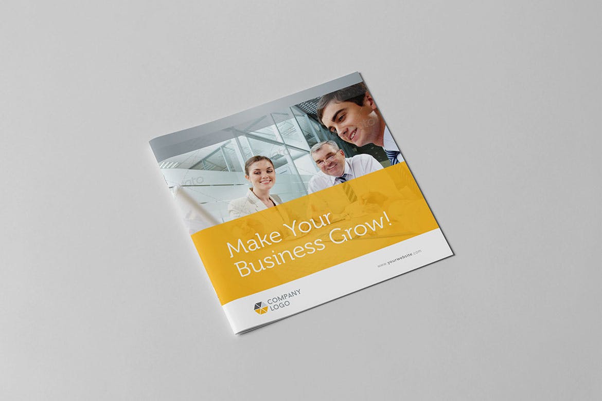 简约设计风格企业宣传画册设计模板素材 Clean Business Square Brochure插图(1)