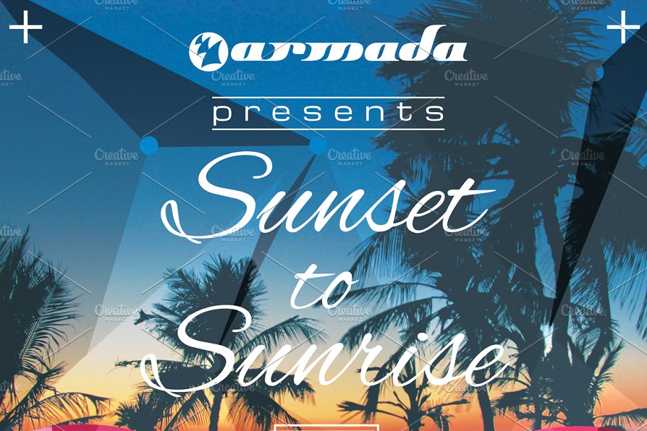 海滩派对活动宣传单制作模板 Sunset to Sunrise Flyer插图(1)