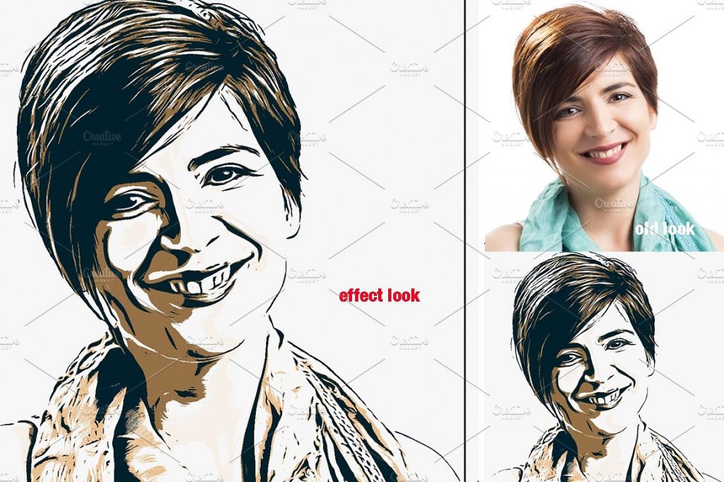 照片转逼真矢量剪影绘画效果PS动作 Portrait Cartoon Effect Action插图(4)