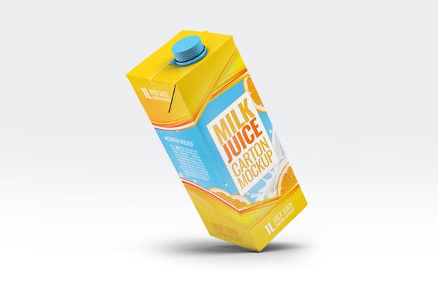 4种牛奶/果汁盒包装设计样机套装 4 Types Milk / Juice Cartons Bundle Mock-Up插图(13)