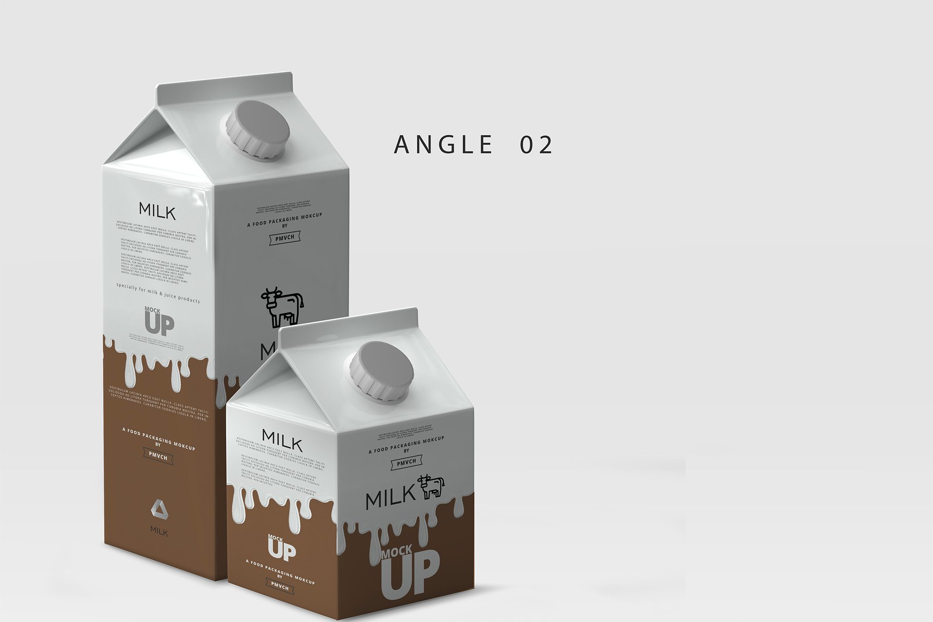 牛奶&果汁纸盒包装展示样机 Milk / Fruit Juice Carton Mockup [psd]插图(2)